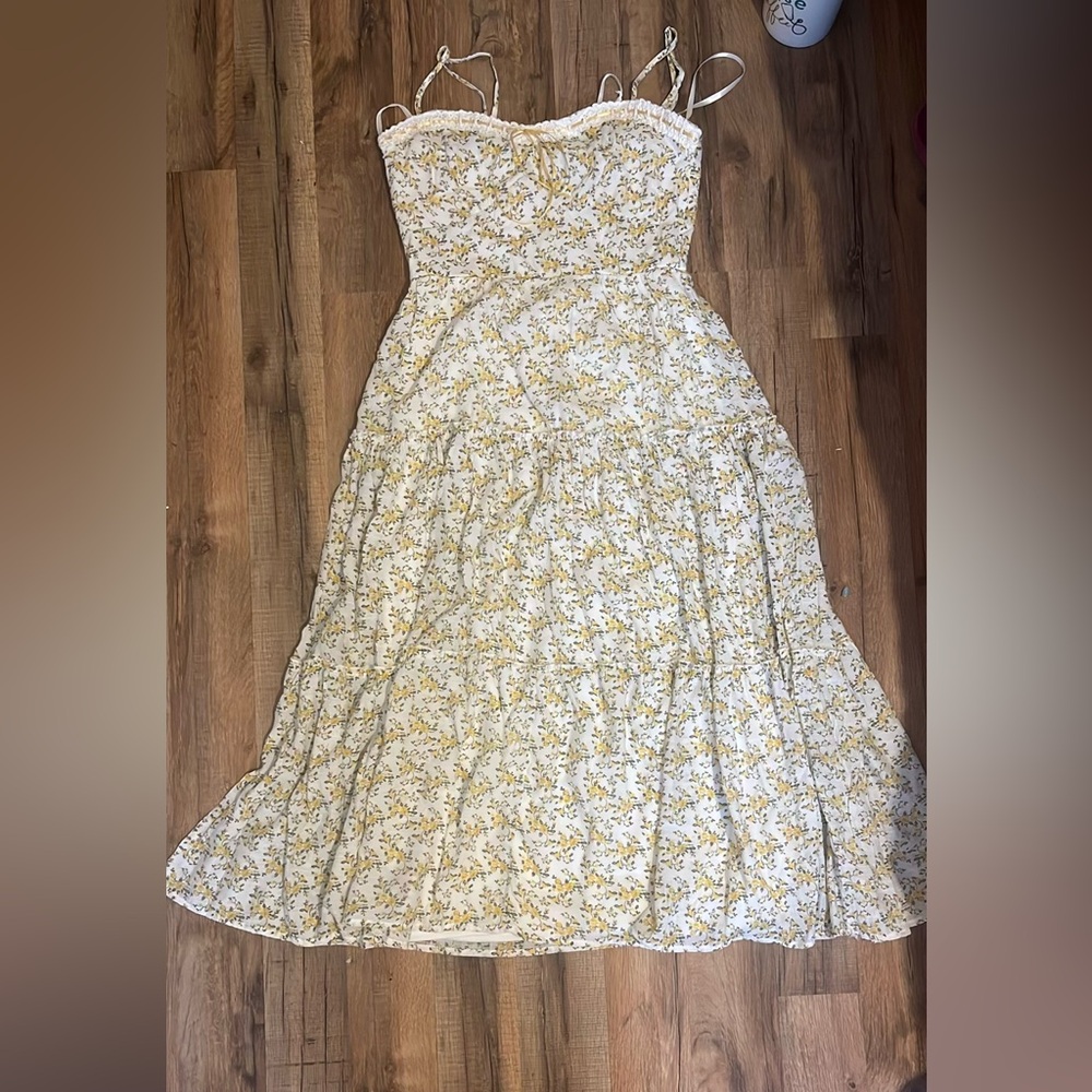 Floral White and Yellow Women's Dress
